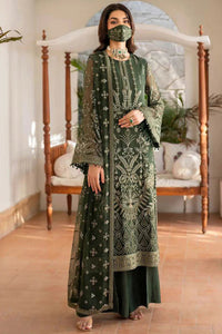 Olive Green FLOSSIE Luxury Chiffon Embroidered 3-Piece Suit | Ready to Wear