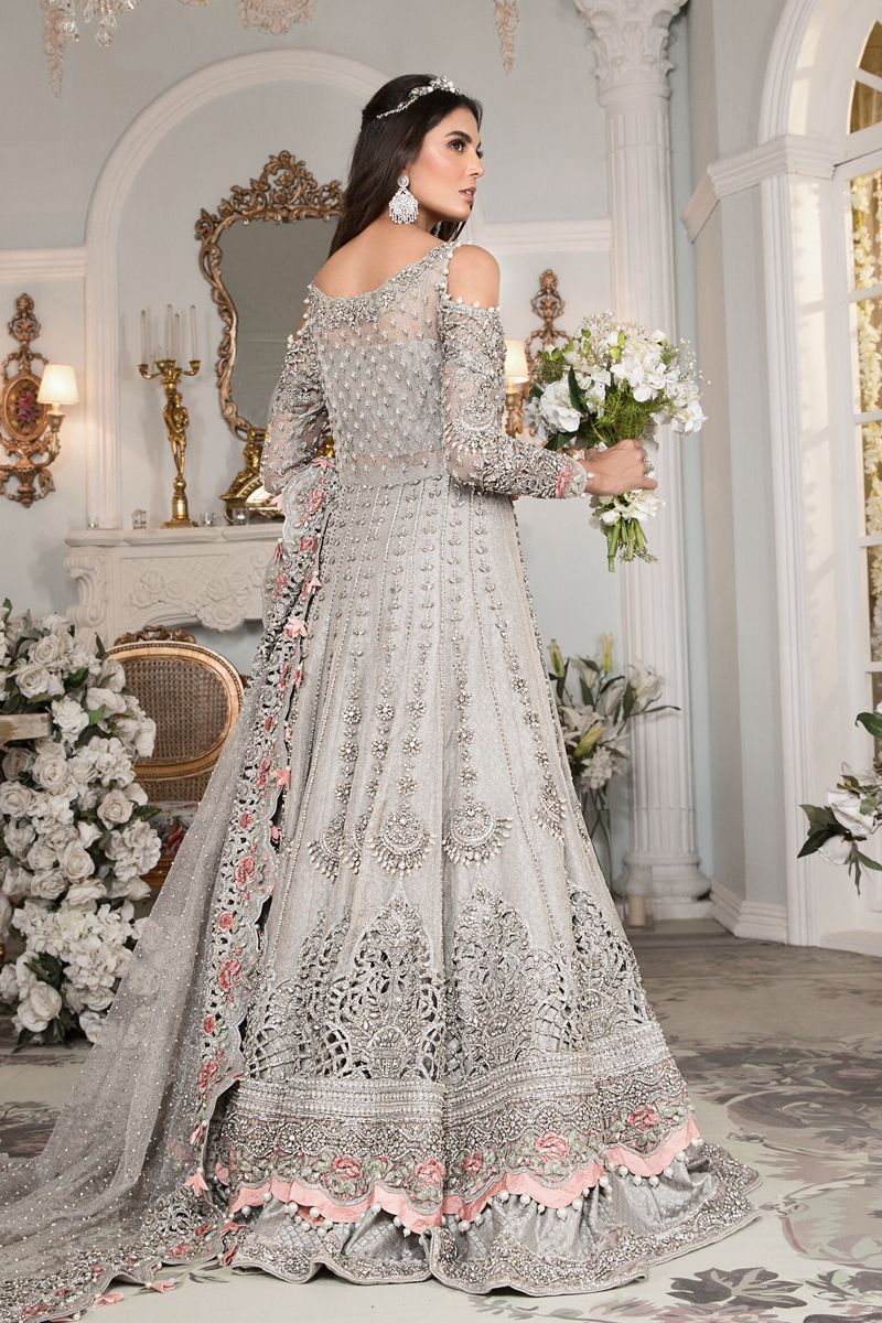 Elegant Silver Grey Premium Net 3-Piece Embroidered | Ready-to-Wear