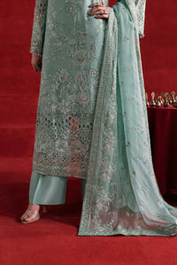 Ethereal Ice Mint Serenade: EMbroidered Chiffon Suit | Ready To Wear