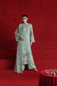 Ethereal Ice Mint Serenade: EMbroidered Chiffon Suit | Ready To Wear