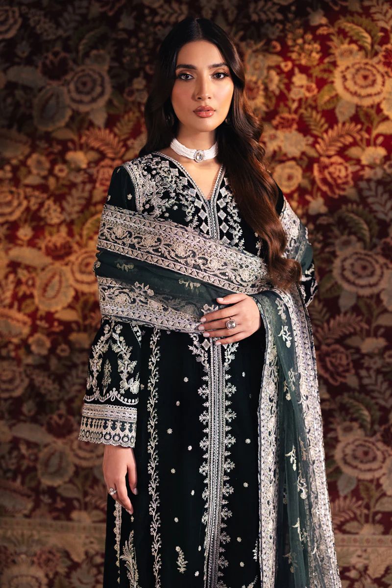 Royal Spangle Embroidered Velvet 3-Piece Suit | Ready to Wear