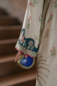 Ivory Oasis: 02-Piece Botanical Embroidered Silk Kaftan | Ready To Wear