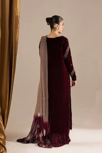Wine Maroon & Champagne: Embroidered Velvet Suit | Ready To Wear