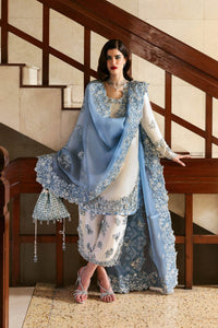Off-White and Light Blue Raw 3 piece Silk suit | Ready to Wear
