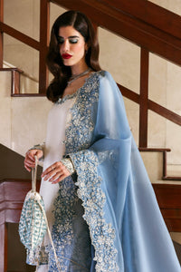 Off-White and Light Blue Raw 3 piece Silk suit | Ready to Wear