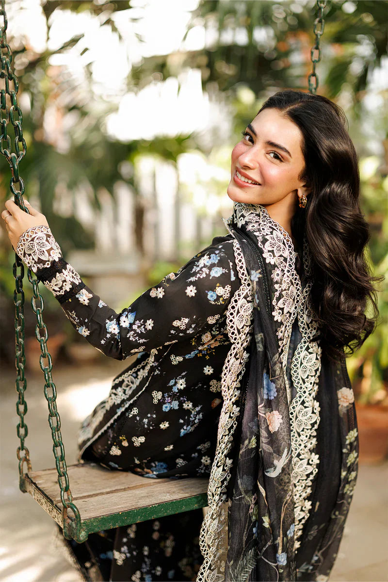 03-Piece Embroidered Printed Lawn Suit With Crinkle Chiffon Dupatta | Ready To Wear